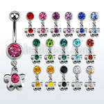 mcd399 piercing ombligo acero quirurgico bola joya bisel 8mm flor cristal grande 10mm distribuidor