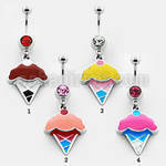 mcd412 piercing ombligo acero quirurgico bola joya bisel 8mm cono helado pintado colgado 10mm al por mayor