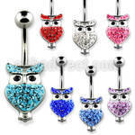 mcd416 piercing ombligo acero quirurgico buho cristal ferido extremo 10mm distribuidor mayorista