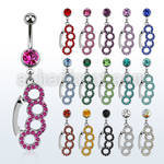 mcd431 piercing ombligo acero quirurgico bola joya bisel 8mm puno americano cristal colgado 10mm mayorista