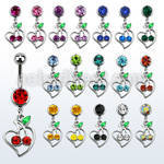 mcd474 piercing ombligo acero quirurgico bola joya bisel 8mm cerezas cristal s marco corazon 10mm mayorista