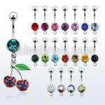 mcd504 piercing ombligo acero quirurgico bola 8mm joya bisel cerezas pintadas colores bandera confederada s 10mm mayorista