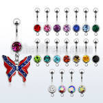 mcd506 piercing ombligo acero quirurgico bola 8mm joya bisel mariposa pintada colores bandera confederada 10mm distribuidor mayorista