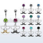 mcd507 piercing ombligo acero quirurgico bola joya 8mm bigote negro dorado gafas colgado 10mm distribuidor