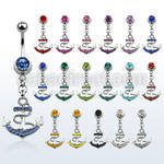 mcd540 piercing ombligo acero 316l bola joya bisel 8mm ancla cristal 10mm al por mayor