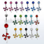 mcd541 piercing ombligo acero quirurgico bola joya bisel 8mm hoja trebol shamrock cristal 10mm venta