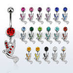 mcd550 piercing ombligo acero quirurgico zirconia redonda 8mm paloma cristal 10mm mayorista