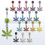 mcd577 piercing ombligo acero quirurgico bola joya bisel 8mm hoja marihuana cristal 10mm venta