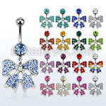 mcd595d piercing ombligo acero quirurgico bola joya bisel 8mm lazo multi cristal 10mm mayorista