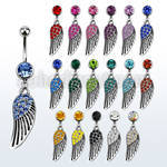 mcd607x piercing ombligo acero quirurgico bola joya bisel 8mm ala pajaro cristal 10mm mayorista