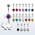 mcd615 piercing ombligo acero quirurgico bola joya bisel 8mm conciencia autismo pieza puzzle 10mm mayorista