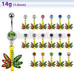 mcd619 piercing ombligo acero quirurgico hoja marihuana distribuidor mayorista