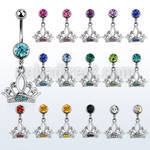 mcd649 piercing ombligo acero quirurgico bola joya bisel 8mm corona cristal 10mm al por mayor