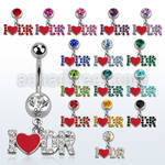 mcd667 piercing ombligo acero quirurgico bola joya bisel 8mm frase i love dr cristal 10mm al por mayor