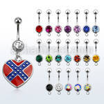 mcd677 piercing ombligo acero quirurgico bola joya bisel 8mm corazon colgado colores bandera confederada 10mm distribuidor