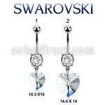 mcd716 piercing ombligo acero quirurgico zirconia 8mm cristal swarovski corazon colgado 10mm venta