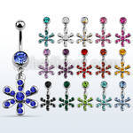 mcd725 piercing ombligo acero quirurgico bola joya bisel 8mm flor cristal 10mm distribuidor mayorista