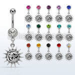 mcd726 piercing ombligo acero quirurgico bola joya bisel 8mm sol liso colgado 10mm al por mayor