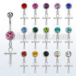 mcd769 piercing ombligo acero quirurgico bola 8mm joya bisel colgante cruz ankh plata mayorista