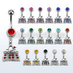 mcdbgc2 piercing ombligo acero quirurgico bola joya bisel 8mm bolso mano cristal colgado 10mm venta