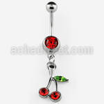 mcdch10 piercing ombligo acero quirurgico bola joya bisel 8mm cerezas cristal s 10mm distribuidor