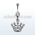 mcdcr3 banana ombligo acero quirurgico bola joya 8mm corona cristal 10mm mayorista