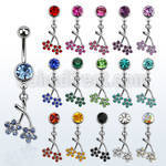 mcdflc2 piercing ombligo acero quirurgico bola joya bisel 8mm flores gemelas s 10mm venta