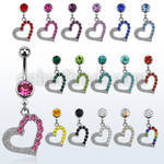 mcdhrc4 piercing ombligo acero quirurgico bola joya bisel 8mm corazon inclinado cristal colgado 10mm distribuidor mayorista