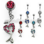 mcdhrc7 piercing ombligo acero quirurgico bola joya bisel 8mm corazon colgado cristal 10mm distribuidor mayorista