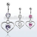 mcdz115 piercing ombligo acero quirurgico bola joya bisel 8mm corazon colgado zirconia corazon interior 10mm distribuidor