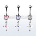mcdz14s piercing ombligo acero quirurgico zirconia redonda 8mm cruz zirconia centro 10mm distribuidor