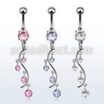 mcdz359 piercing ombligo acero 316l zirconia redonda 8mm colgante vid zirconia distribuidor mayorista