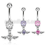 mcdz367 piercing ombligo acero quirurgico zirconia 8mm zirconia corazon alas 10mm distribuidor mayorista