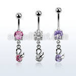 mcdz376 piercing ombligo acero qururgico bolas doble joya bisel 5 8mm cisne colgado zirconia redonda 10mm distribuidor