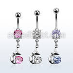 mcdz378 piercing ombligo acero quirurgico bolas doble joya bisel 5 8mm gato lady colgado zirconia redonda 10mm distribuidor