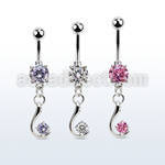mcdz730 piercing ombligo acero quirurgico zirconia redonda 8mm colgante moderno zirconia plata venta