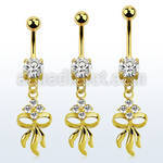 mdgz508 piercing ombligo acero anodizado dorado cz redonda colgante diseno flor arco colgante laton chapado oro