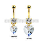 mdk715 gold anodized steel belly banana cz heart