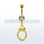 mdk765 piercing ombligo acero 316l pvd dorado bola joya 8mm colgante esposas distribuidor