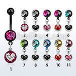 mdkfr8b piercing ombligo acero quirurgico pvd bola lisa 5mm bola 8mm joya 8mm multi cristal ferido corazon 10mm distribuidor mayorista