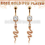 mdrz728 rosegold pvd plated steel belly banana cz snake