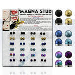mg102 display 48 piercings labret magneticos acero anodizado 4mm media bola al por mayor