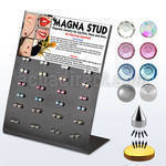 mg92 display 48 piercings falsos acrilicos magneticos formas bola cono cristal distribuidor mayorista