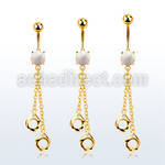 mgo652 piercing ombligo acero 316l pvd dorado opalo redondo colgante esposas distribuidor