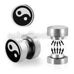 mip11 plug falso magnetico acero quirurgico logo yin yang rayado laser 8mm vendido por pieza distribuidor mayorista