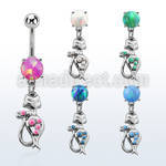 moop475 piercing ombligo acero 316l opalo redondo colgante gata opalos sinteticos mayorista