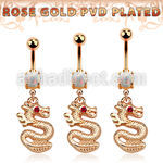 mro721 rosegold pvd plated steel belly banana opal dragon