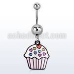 msd456 piercing ombligo acero quirurgico bolas acero liso 5 8mm cupcake pintado colgado distribuidor