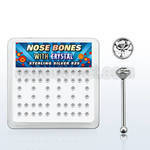 nb14cx caja display piercing nariz hueso plata 925 0 6mm cristal redondo claro 2mm mayorista