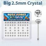 nb19cx caja display piercing nariz hueso plata esterlina 925 0 6mm cristal claro 2 5mm mayorista